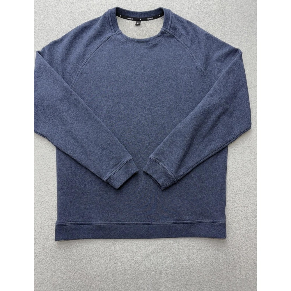 Public Rec Sweatshirt Mens Large Blue Heather Pima Cotton Fleece Raglan Pullover